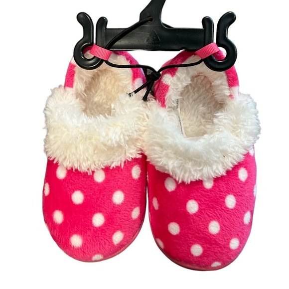 Girls Slippers Pink white Dots Rubber Sole Size S New7-8 - Picture 4 of 6